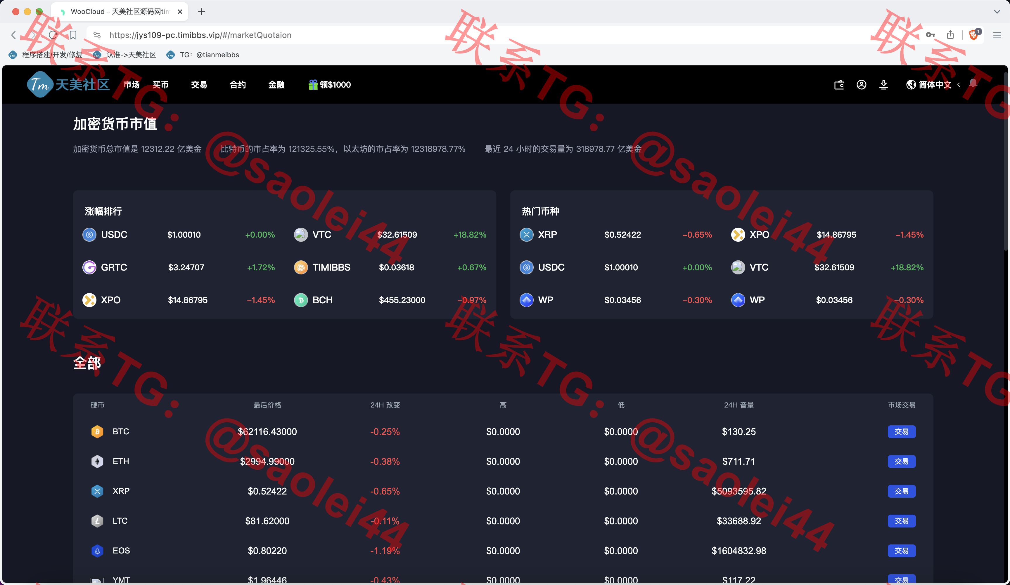 【售】WooCloud多语言交易所/合约交易+期权交易+币币交易+合约交易跟单+锁仓挖矿+IEO申购+NFT盲盒+双币理财+平台币发行+平台币行情控制+机器人/pc端wap端uniapp纯源码+后端PHP-heichanym.com-黑产源码